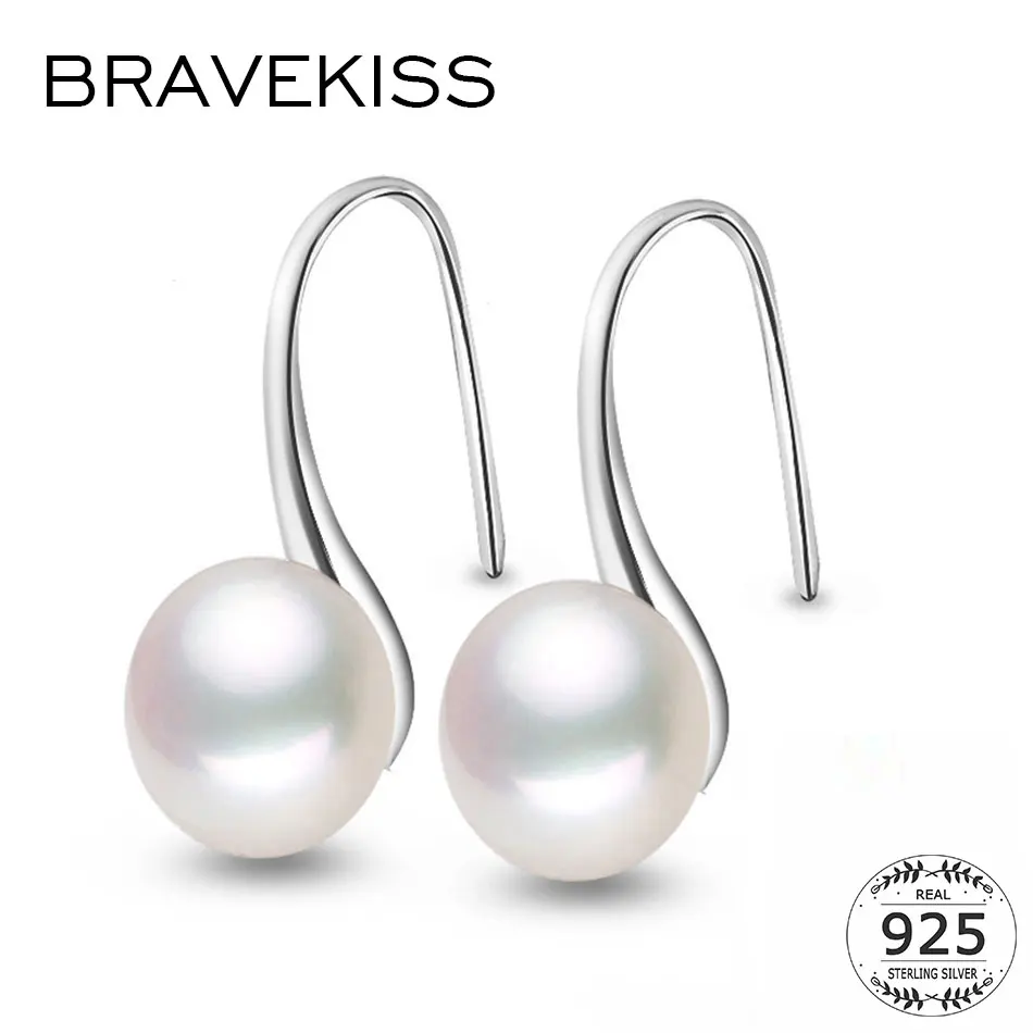 Женские круглые серьги BRAVEKISS гвоздики из натурального пресноводного жемчуга