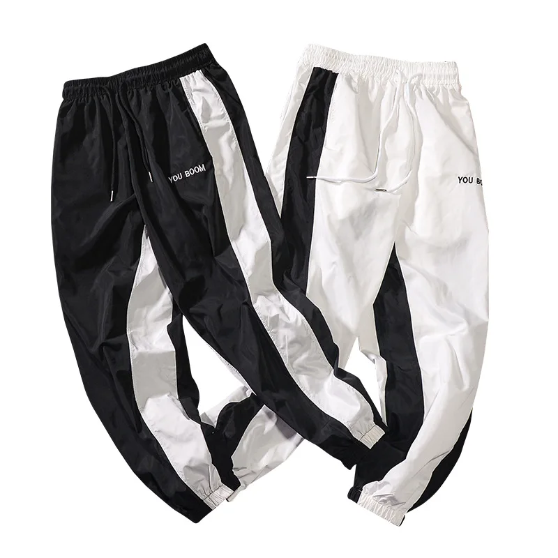 

New Hip Hop Streetwear Joggers Pants Men Casual Cargo Stripe Pants Trousers High Street Elastic Waist Harem Pant Man Embroidery