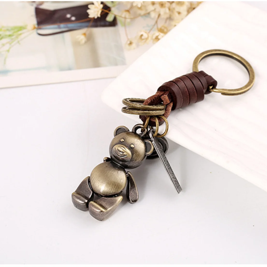 Ретро брелок кулон плюшевый мишка автомобильный для ключей с Для женщин Сумочка