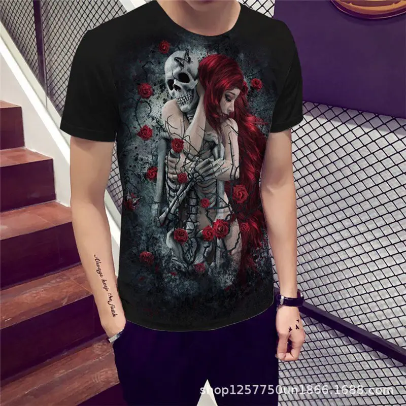 2018 new 3d skull poker funny t shirts men hot brand mens casual 3d printed t shirt men clothes tshirt summer top european size free global shipping