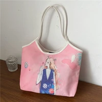 the new trendy cute pink canvas bag womens shoulder tote bag trendy shoulder bag fashion womens bag