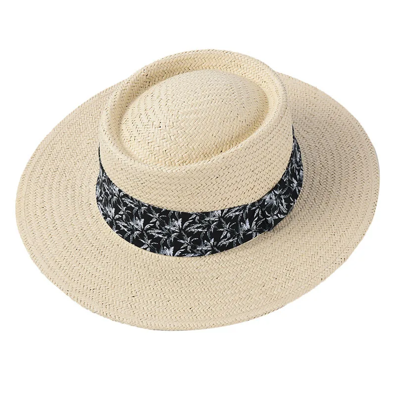 Шляпка от солнца USPOP с широкими полями женская Соломенная пляжная Панама принтом
