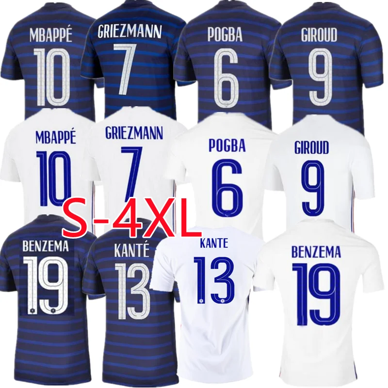 

202 2021 S 3XL 4XL France MAN SHIRTS Men's 20 21 MBAPPE GRIEZMANN KANTE POGBA BENZEMA KANTE adult kit Jersey XXXL XXXXL
