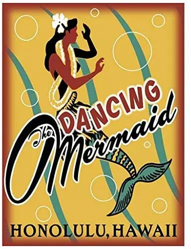 

Tin Sign Wall Decor Novelty Metal Signs Dancing Mermaid Retro Vintage 12 x 8 Inches