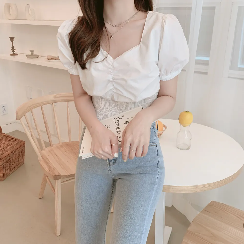 Сексуальный топ с v-образным вырезом Укороченная рубашка летние белые блузки