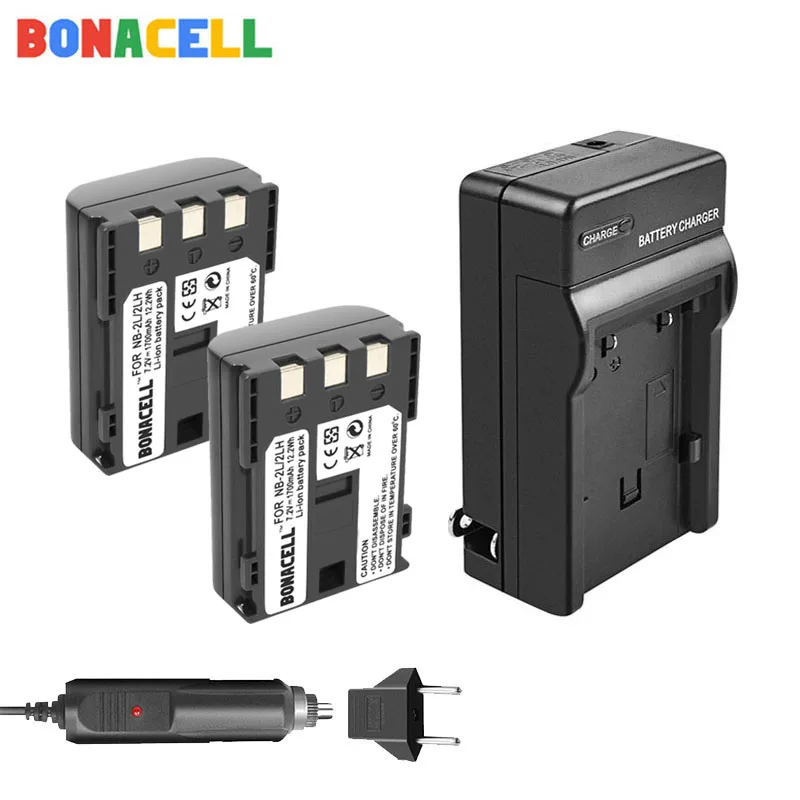 Bonacell 1.7Ah NB-2L NB-2LH батарея + ЖК-зарядное устройство для цифровой камеры Canon EOS 400D S80 S70