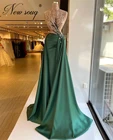 Женское вечернее платье с бисером, зеленое кружевное платье Дубая, индивидуальные арабские вечерние платья, 2021