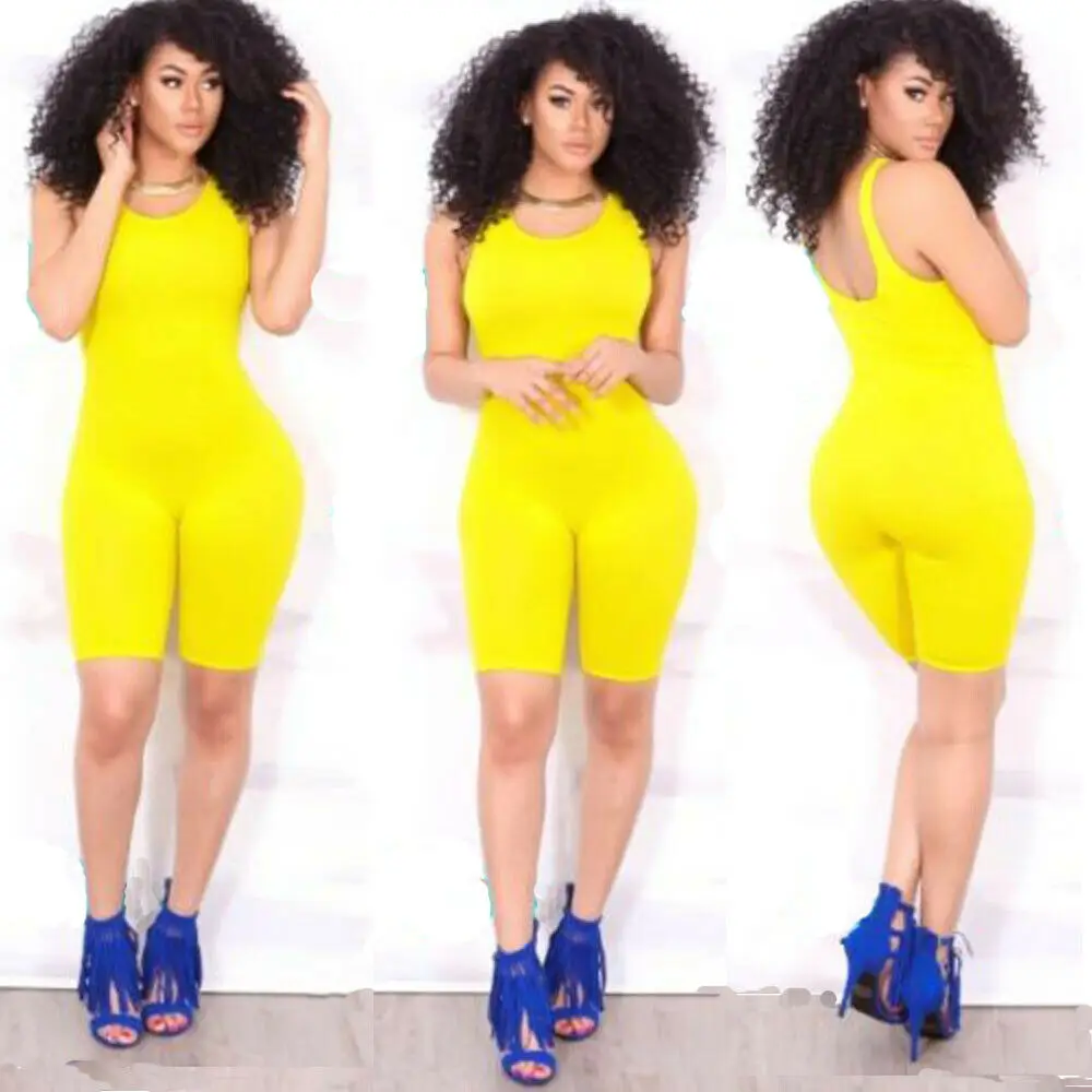 Женский комбинезон с круглым вырезом однотонный облегающий повседневный без
