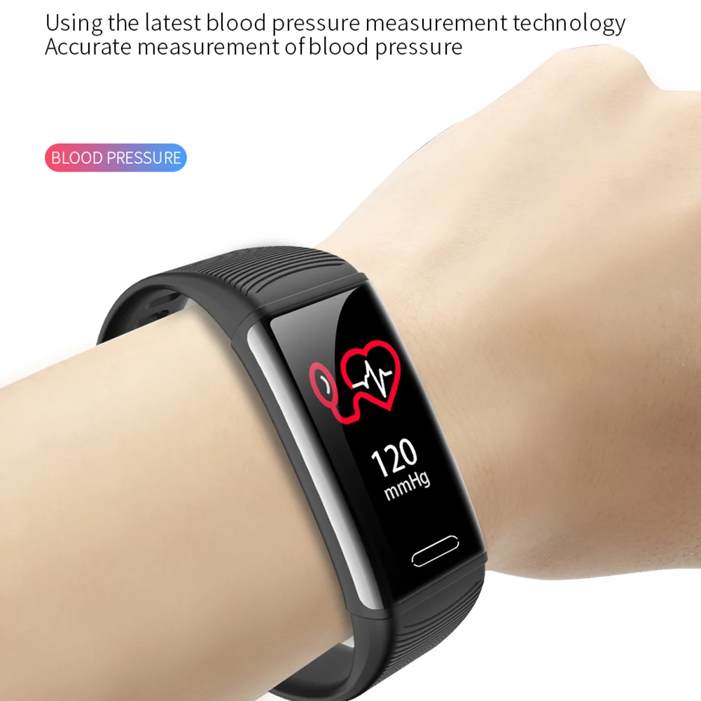 Смарт часы и фитнес браслет с Wristband Силикона крови Давление монитор трекер Bluetooth