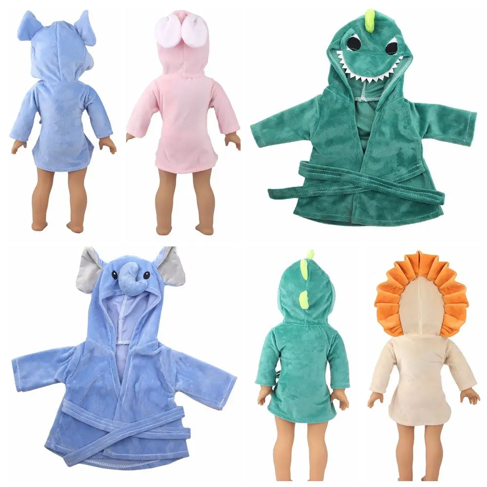 

Банные халаты в виде милых животных, кролик, слон, динозавр, курица, Одежда для кукол, подходит для кукол 18 дюймов/43 см, аксессуары для кукол, д...