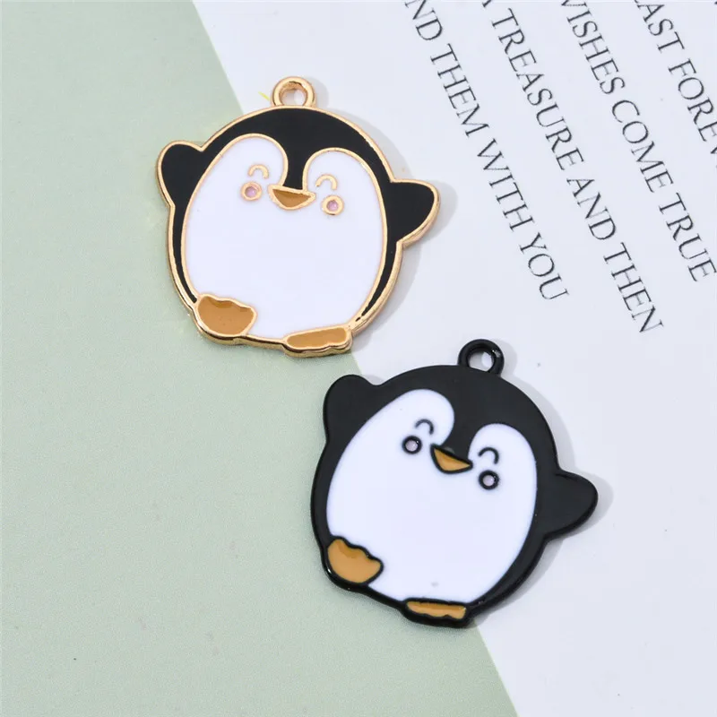 

10pcs 22x23mm Cartoon Penguin Enamel Charm For Jewelry Making DIY Cute Earring Pendant Bracelet Necklace Animal Charms