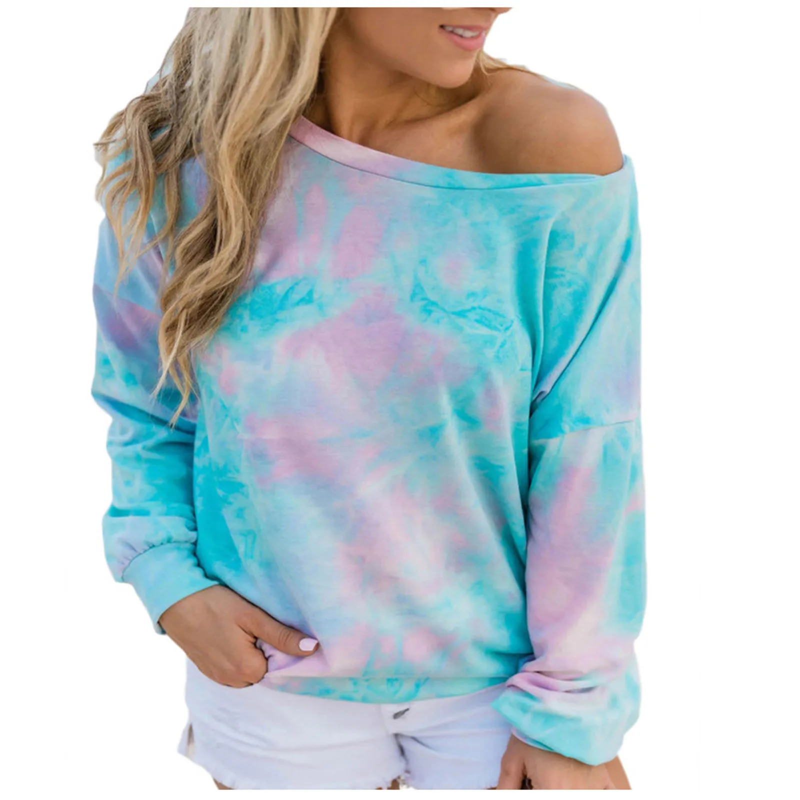 

Tops 2020 Fashion Winter Women Long Sleeve Tie-dye Printing Sweatshirt O-Neck Ladies Tops Ropa Mujer