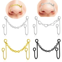 nose chains for double fake nose clips piercing heart shaped nostril none pierced faux nose cuff nose ring jewelry