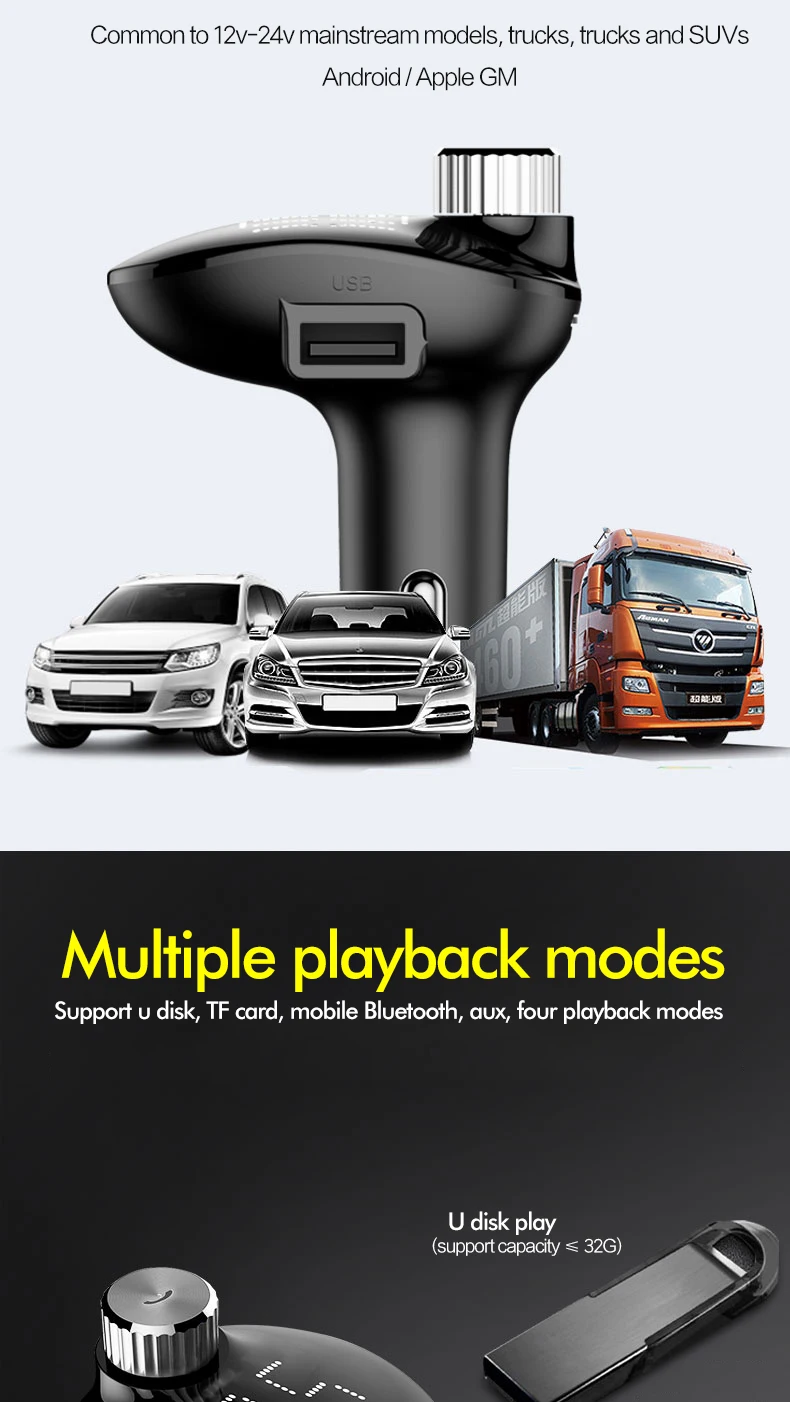 Автомобильное зарядное устройство ROCK с fm-передатчиком, Bluetooth, автомобильный комплект, Handsfree, приемник, TF карта, аудио, музыка, Mp3 плеер, автомобильное зарядное устройство для телефона
