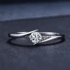 Женское Обручальное Кольцо из белого циркония с небольшим круглым камнем, винтажное черноезолотоерозовое золотосеребряное цветное кристаллическое кольцо