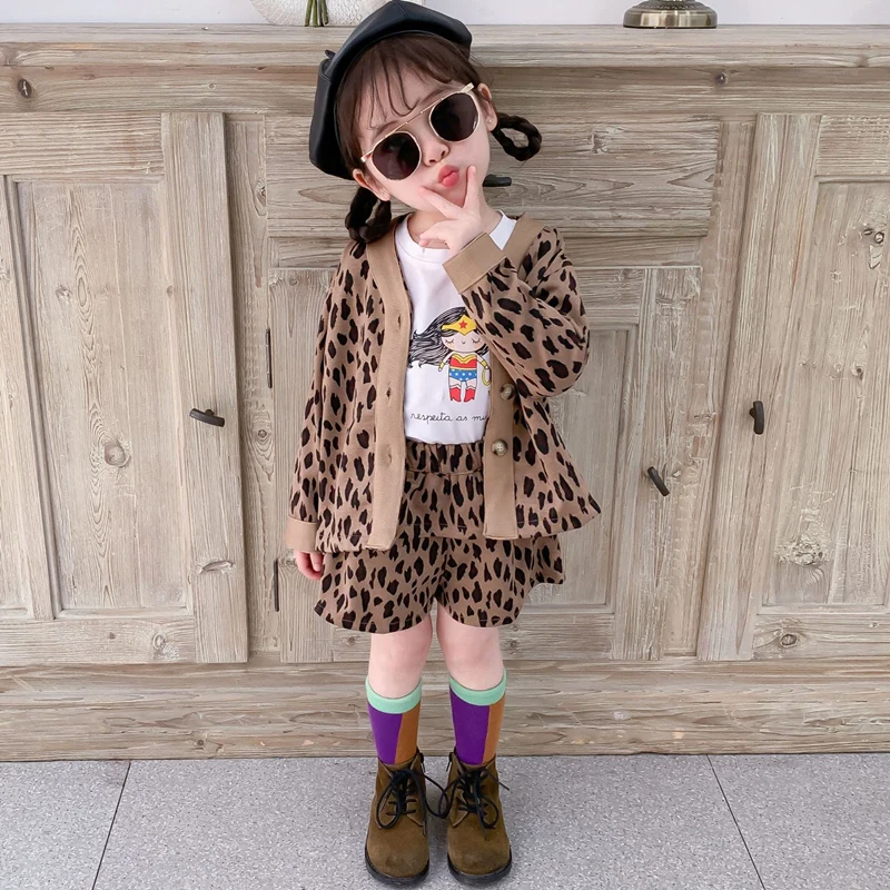 Костюм для девочек на весну и осень Кардиган с длинным рукавом однобортная