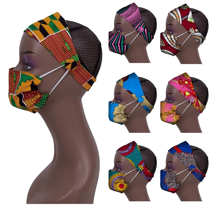 

2021 New 2 Pieces African Ankara Print Bandanna Head Wrap for Women Handmade Wax Cotton Material WYB566