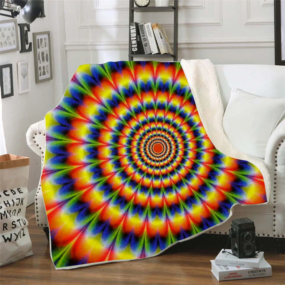 

Colorful Psychedelic tie dye Blanket 3D full printed Wearable Blanket Adults/kids Fleece Blanket drop shippng style -2