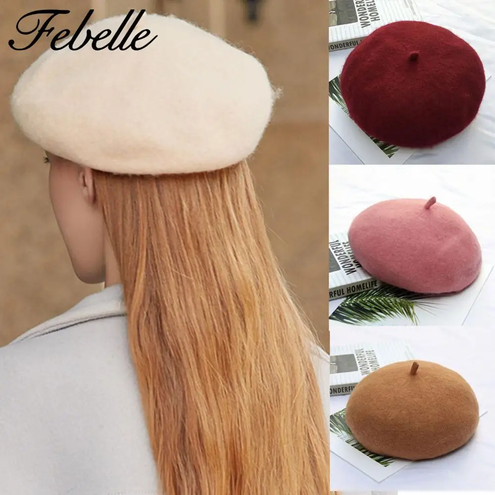 Женский осенне-зимний берет из 100% шерсти вязаная Регулируемая Шапка-бини