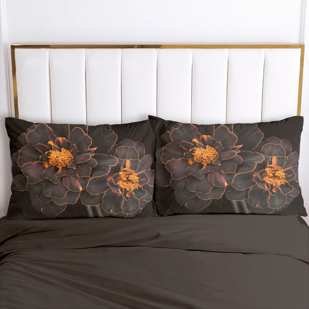 

2PCS Pillowcase Home Decoration Pillow Cover Cases 3D HD Bedding 70x70cm 50x75cm 50x80cm 65x65cm Black Flowers