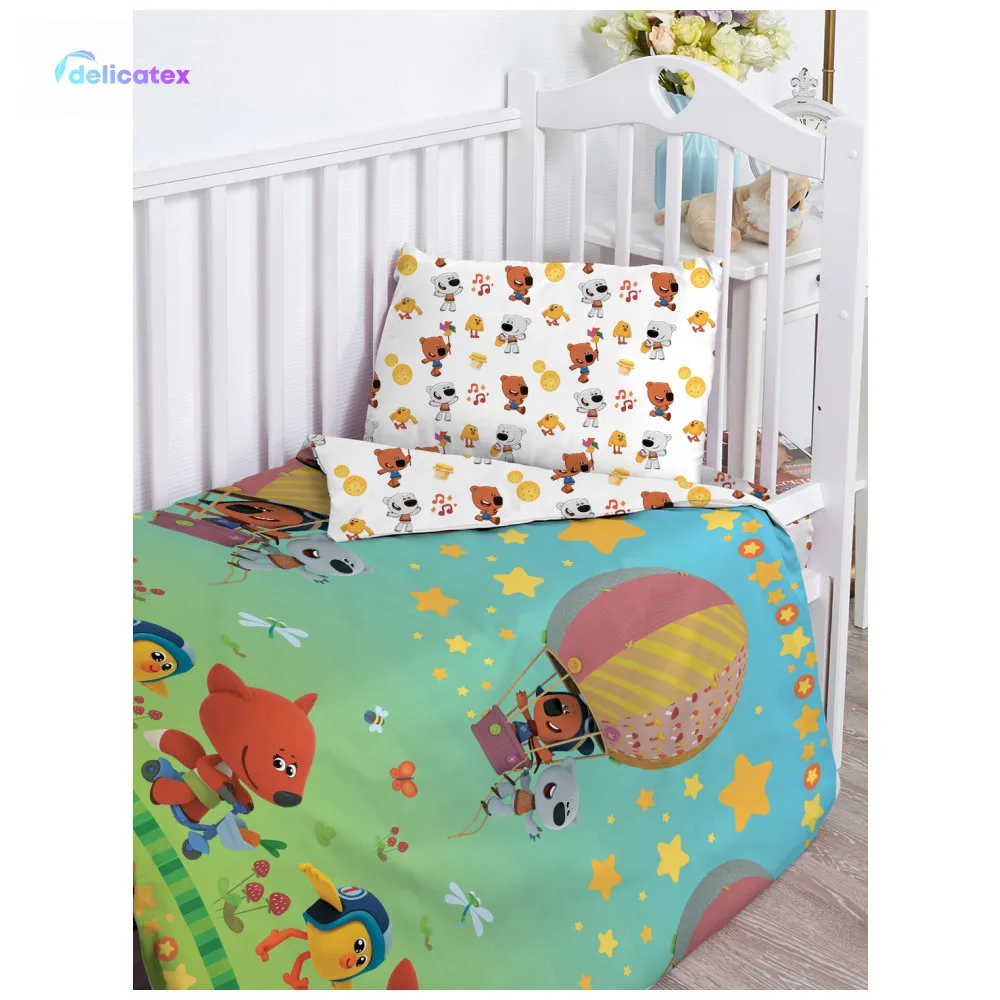 Постельное белье детское КПБ Delicatex детский поплин &quotМи ми мишки&quot (40х60) рис. 16151