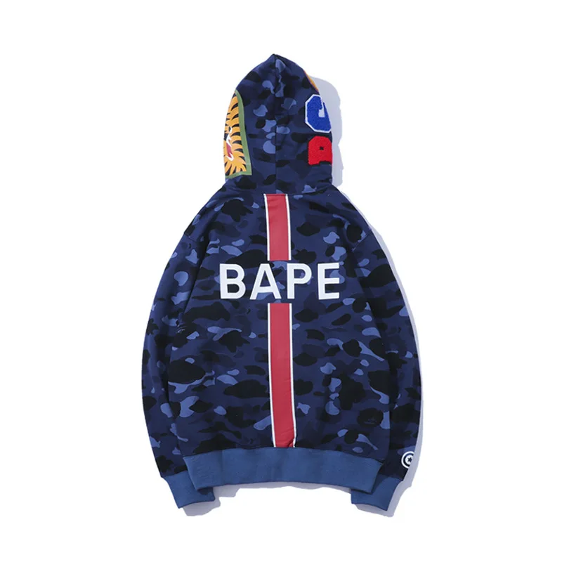 

Bappe Style Joint-name Men's and Women's Camouflage Blue Hooded Cardigan Zipper Hoodie