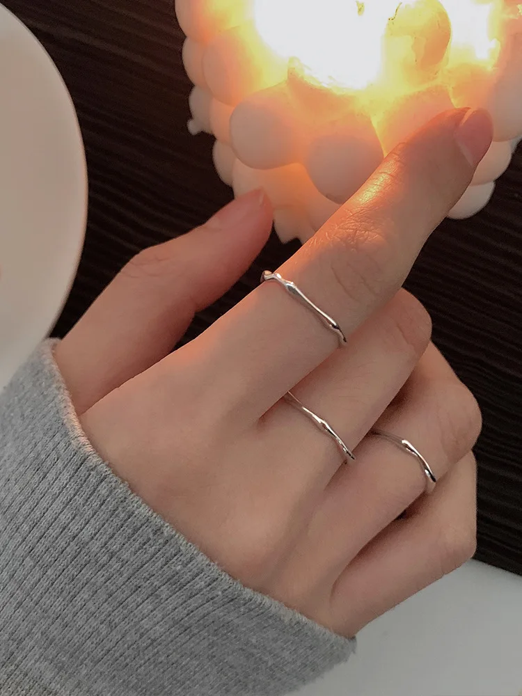 

1pc Minimalist Silver Color Wave Thin Small Finger Ring for Women Teen Jewelry Student friend Birthday Gift