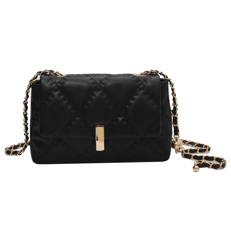 

Vintage Chains Designer PU Leather Crossbody Bags For Women 2021 Summer Women's Trend Handbags Branded Solid Color Shoulder Bag