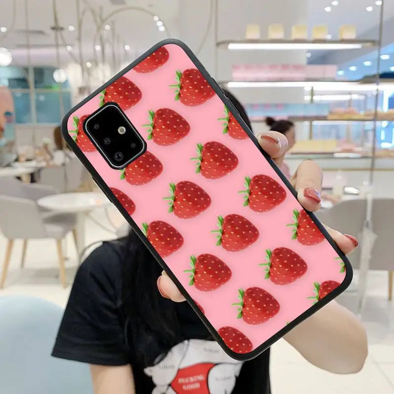 

Pink Strawberry Pattern Phone Case For Samsung A6 A7 A8 A10 A11 A20 A21 A30 A31 A40 A50 A70 A80 A91 Plus S E Cover