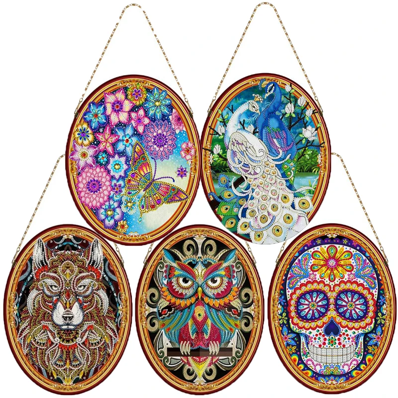 Особой формы с бриллиантами и ремешком из натуральной кожи живопись подвесная