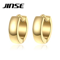 jinse punk stainless steel round hoop earring for women fashion jewelry gold metal huggie boucle doreille femme ear circle gift