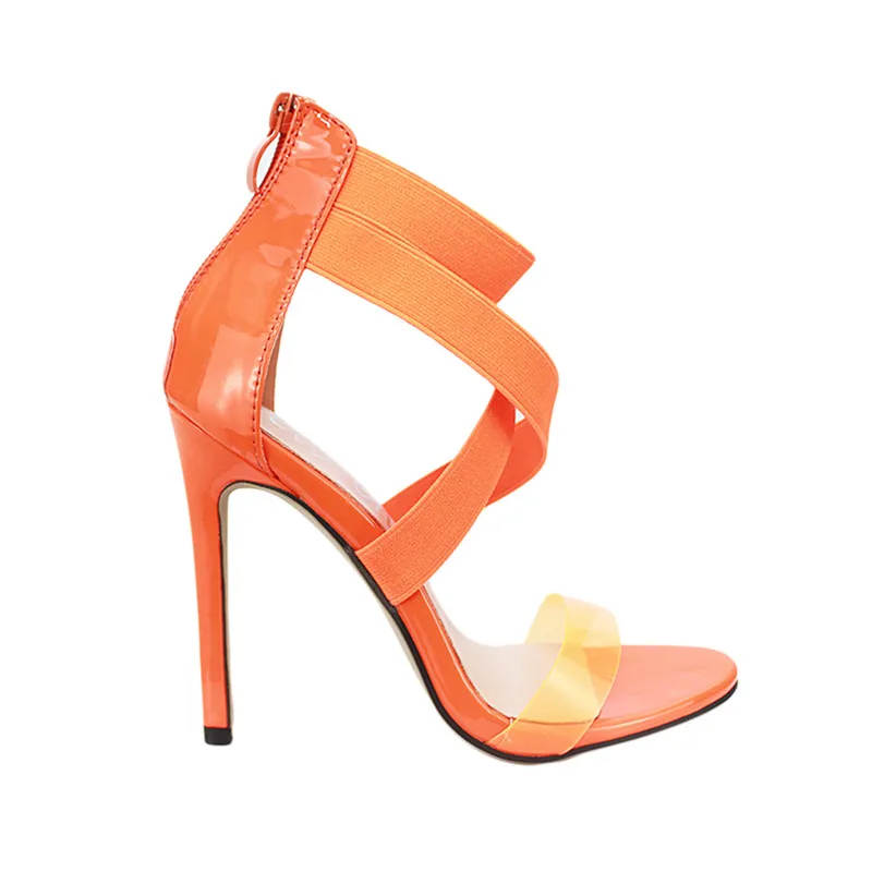 

New 2021 High Quqlity Women Sandals Open Toe Stiletto High Heels Summer Ladies Party Stretch Fabric Sandal Shoes