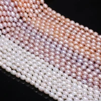 natural freshwater pearl beads high quality rice shape punch loose beads for diy elegant necklace bracelet jewelry making 6 7mm