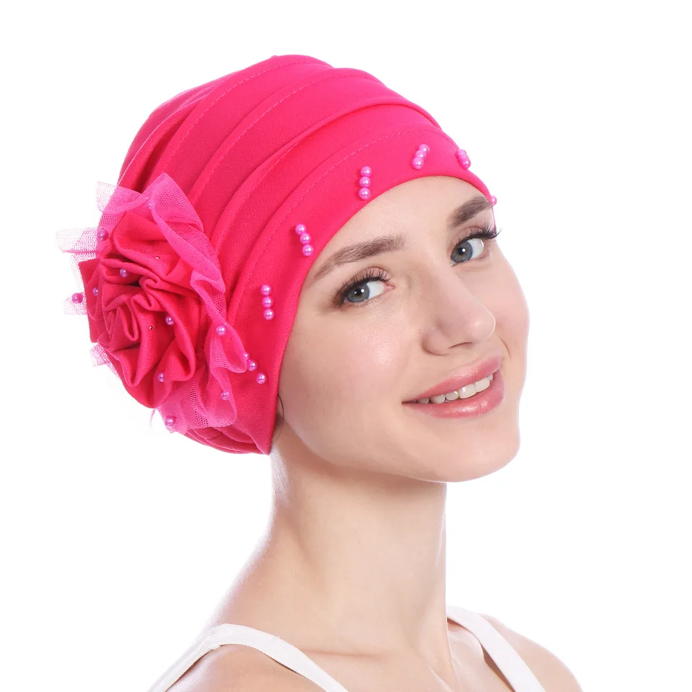 

Side panel lace binding Beaded Muslim headtie