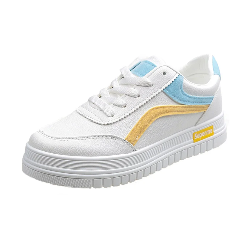 

Women Platform Sports Soles Casual Mixed Colors Sneakers Breathable Zapatillas Mesh Running Comfortable Light Student White Shoe