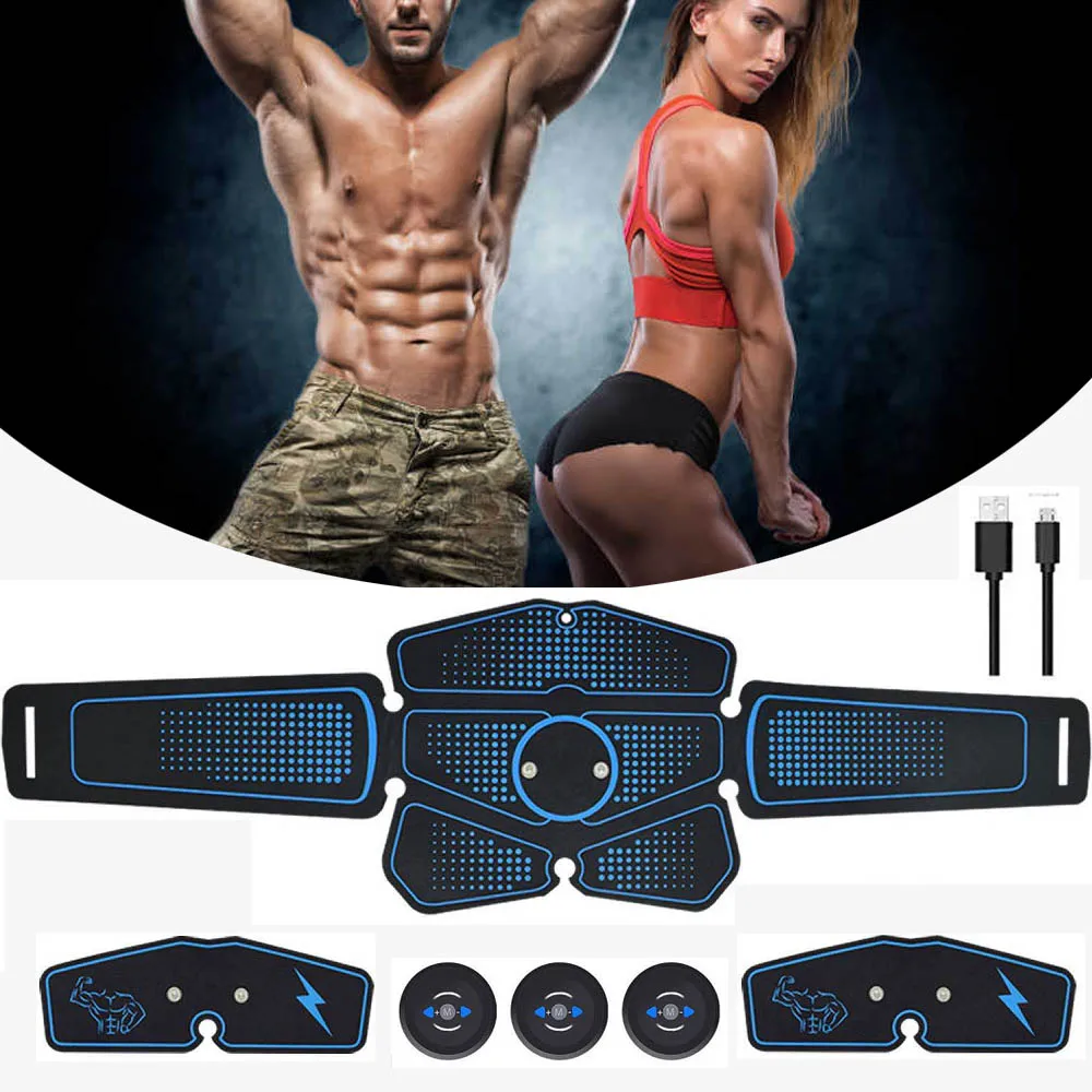 

ABS Stimulator Muscle Toner Abdominal Toning Belt Electrostimulation EMS Training Home Office Fitness Equipment USB Charging