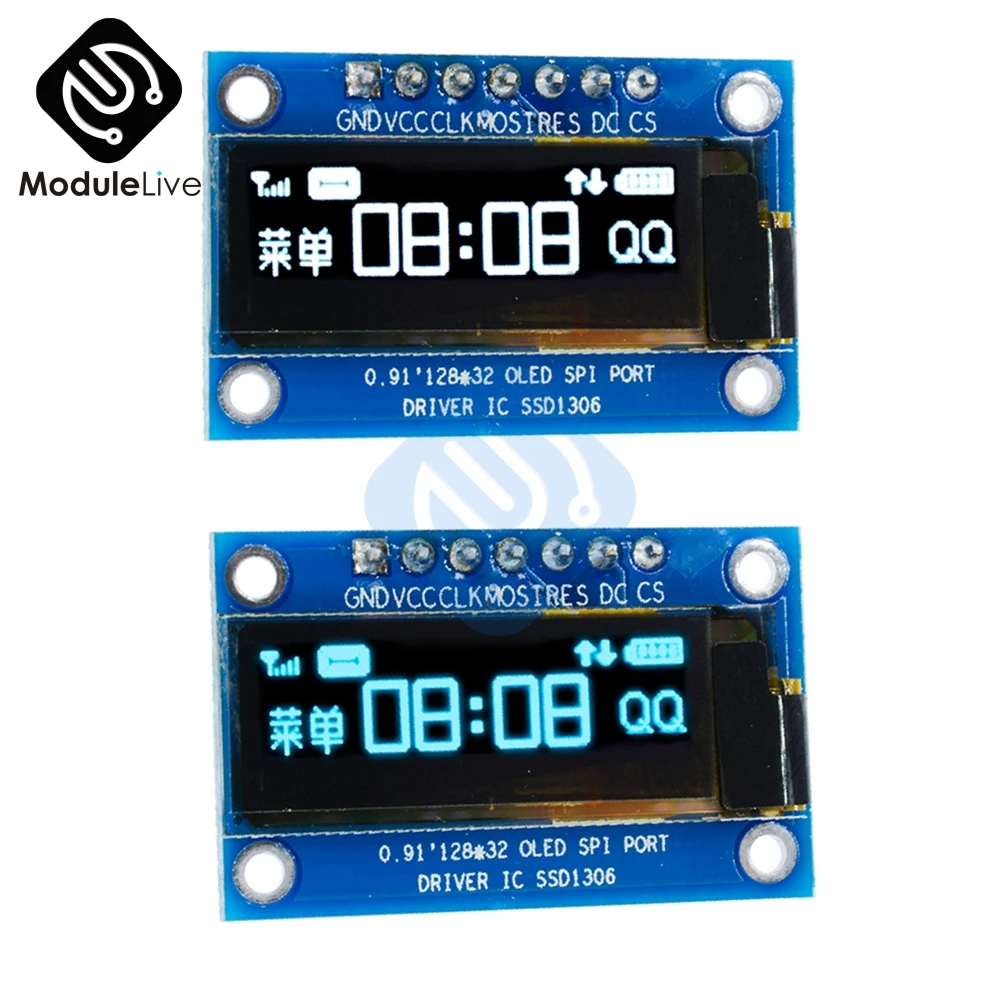 Модуль SSD1306 для самостоятельной сборки 0 91 дюйма SPI 128x32 12832 белый/синий цифровой OLED