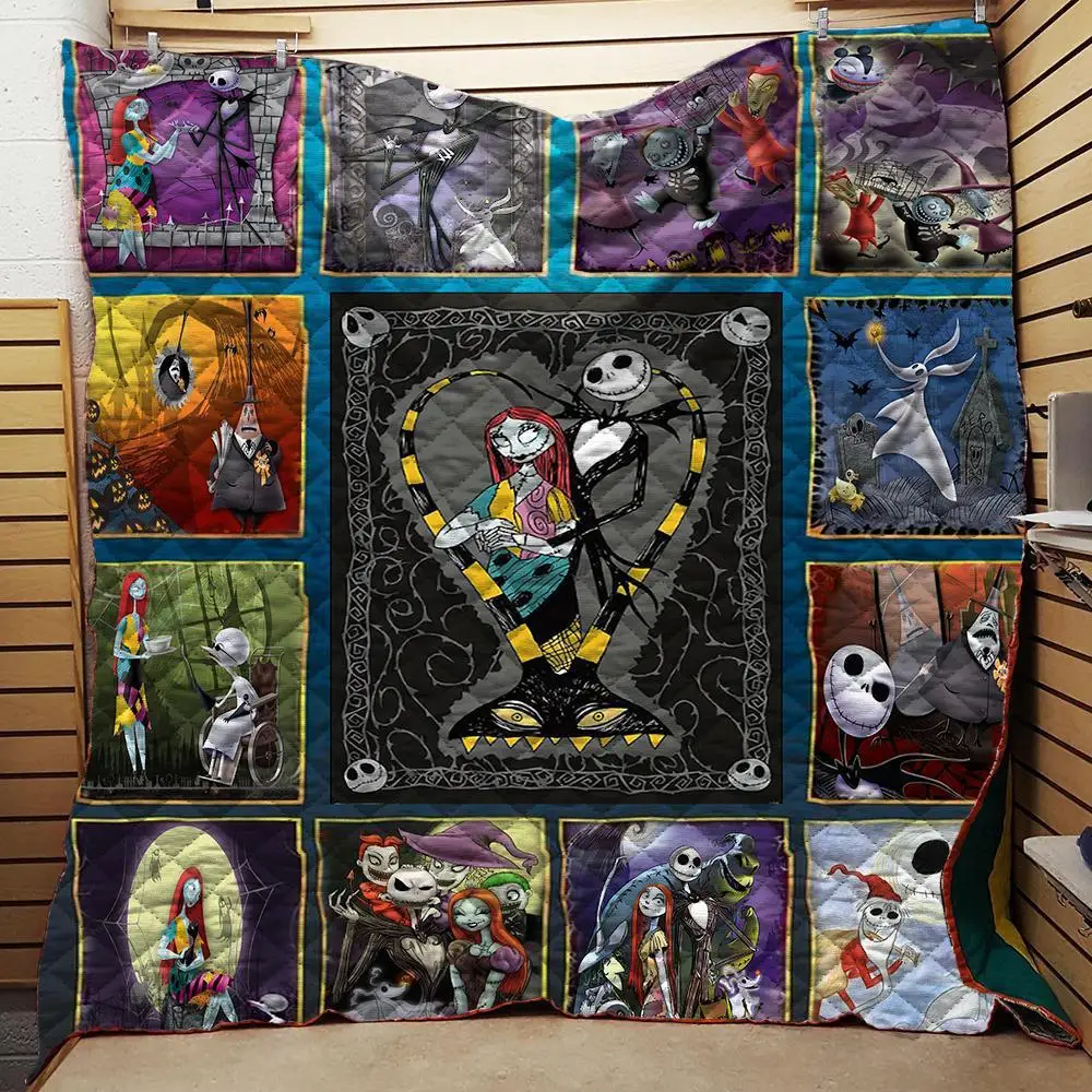 Клетчатое стеганое одеяло с 3D принтом черепа Джека хлопок лето 2019 Крутое