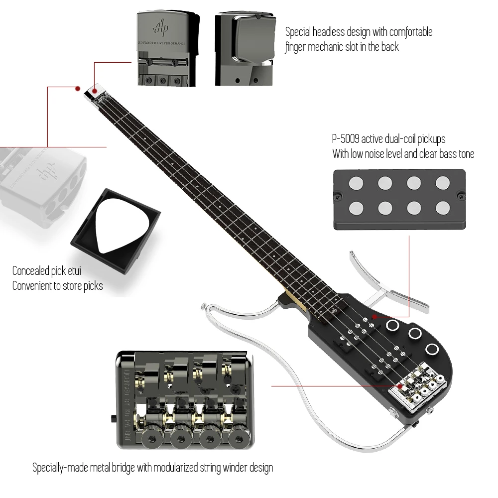 ALP RG 101AX Профессиональный складной Безголовый Путешествия Электрический бас