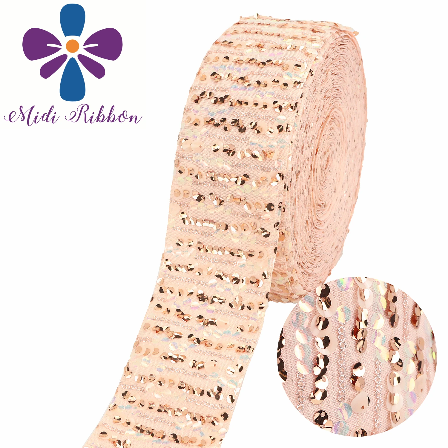 

3 inch 75mm 25 Yards Sequin Stripe Ribbon DIY Holiday Cheer Hair Bow Material Handmade Decorative Accessories