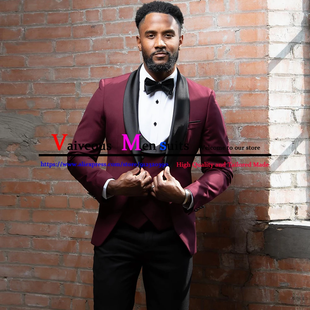 Мужские костюмы 2022 облегающие деловые одежда для жениха бордовые смокинги
