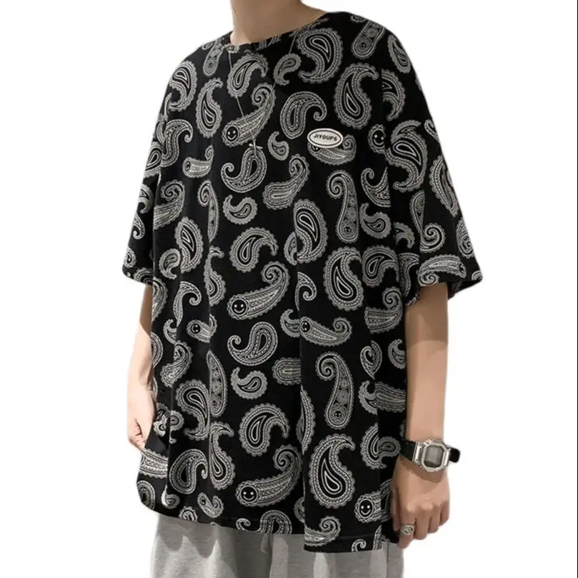 

Bandana T Shirt Men Summer Paisley TShirt Short Sleeve Print Hiphop Top Tee Fashion Casual Male Clothing 2022 Streetwear