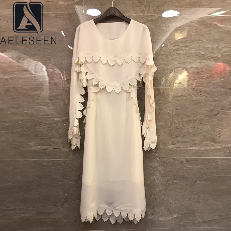 Женское модельное платье плащ AELESEEN черное с оборками лоскутное длинное вечернее