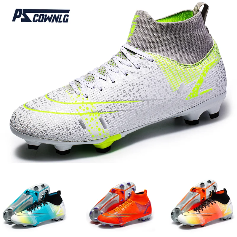 

Pscownlg Hot Sale Turf Soccer Shoes Men High Ankle Training Soccer Boots Boys Lightweight Breathable AG Football Boots Unisex