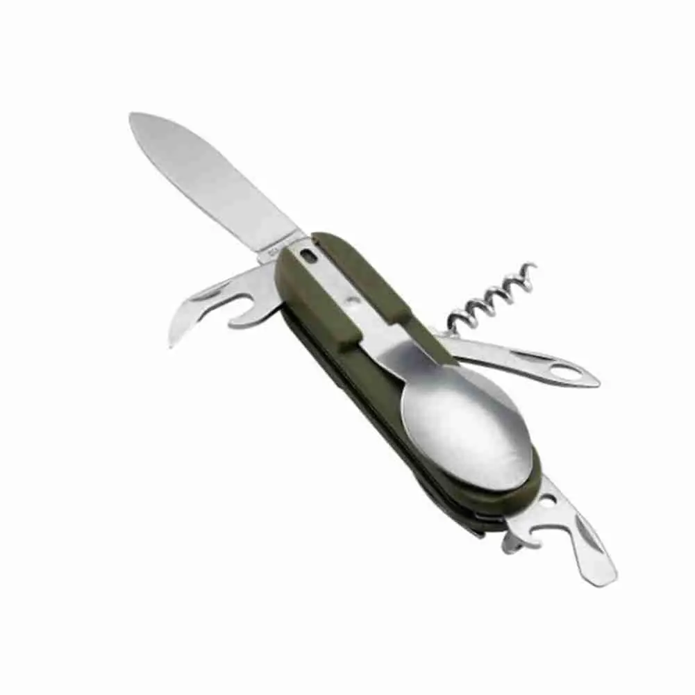 

EDC 9 In1 Outdoor Tableware Multifunction Steel Folding Fork Spoon Corkscrew Camping Hiking Travel Picnic Accessories