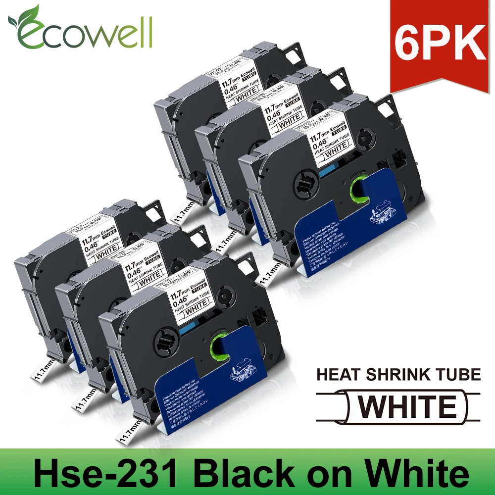 

6 шт., совместимые устройства, ленты для термоусадочных трубок 11,7 мм, Промышленная лента для Brother Hse 231 hse 631 для сенсорного принтера P