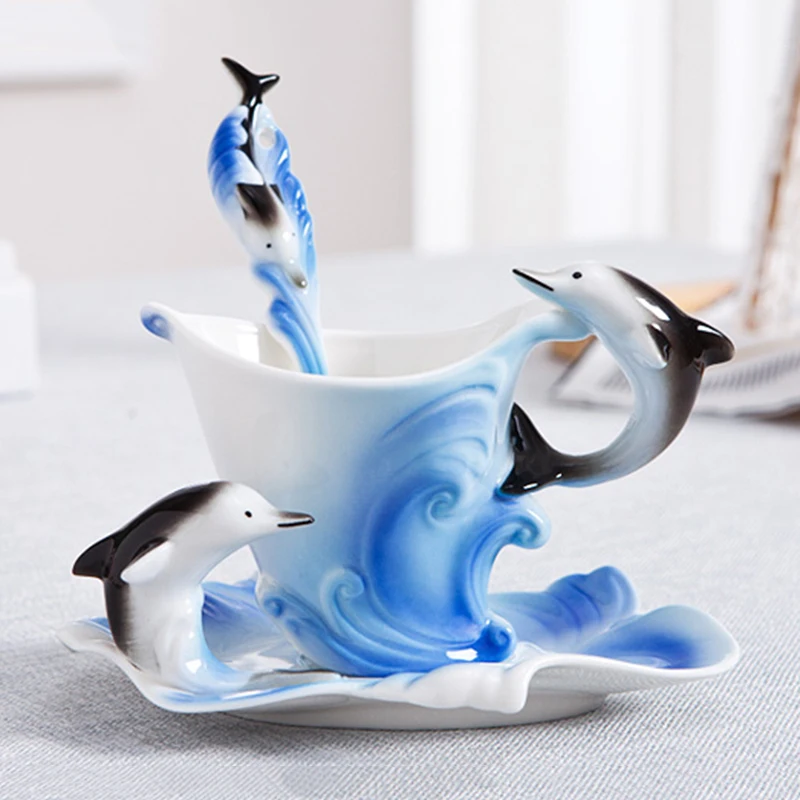 Набор изысканных керамических чашек 180 мл фарфоровая кофейная кружка с рисунком