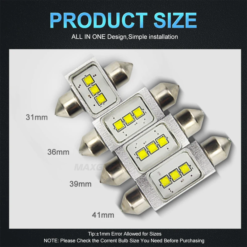 2 шт. Автомобильные светодиодные лампы C5W 15 Вт 12 В 31/36/39/41 мм|car interior dome light|12v led lights