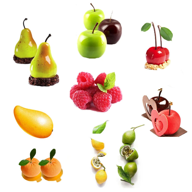 3D фрукты апельсин клубника лимон вишня мусс силиконовая форма для украшения