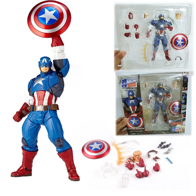 Мстители Revoltech серии № 007 Капитан Америка фигурка модель игрушки кукла для